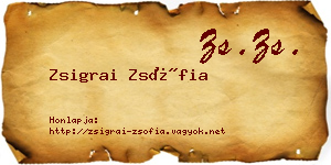 Zsigrai Zsófia névjegykártya
